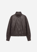 Salma Studded Leather Jacket Espresso