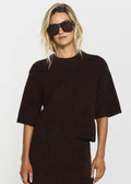 Madina Short Sleeve Knit Mocha Brown