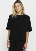 Leonie Satin Tee Black