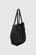 Scallop Tote Black Pebble Grained Leather