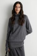Olira Knit T-Neck Collar Grey Melange