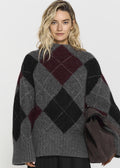 Idalia Argyle Sweater Burgundy