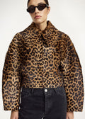 Rowani Shearling Calf Jacket Leopard