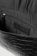 Onyx Clutch w/ Envelope Charm| Black Croc