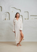 Aire Crinkled Gauze Dress | Ecru