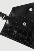 Onyx Clutch w/ Envelope Charm| Black Croc