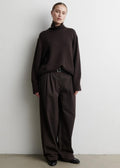 Alpha Knit T-Neck Dark Brown Melange