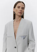 Suzette Classic Wool Blazer Misty Blue Melange