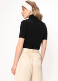 Lynn Sort Sleeve Turtleneck Top Black