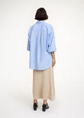 Derris Organic Cotton Shirt Blue Iris Stripe Small