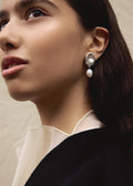 Two Form Earrings One Pearl Silver