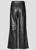 Letho Leather Simple Trousers Black