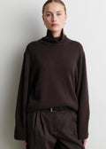 Alpha Knit T-Neck Dark Brown Melange