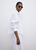 Cropped Asymmetric Shirt White