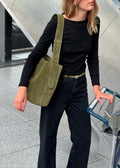 The Norma Tote Moss Green Suede