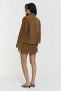 Hollow Suede Skirt Taupe