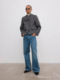 Short Curved Jacket Charcoal Grey