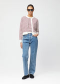 Classic Cotton Cardigan Winetasting Stripe