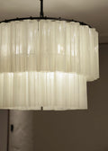 Fontaine Chandelier White 2 Layer w/ Black Metal