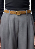 The Georgia Wide Belt Maple Brown Suede & Gold