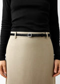 The Georgia Slim Belt Calf Hair & Silver