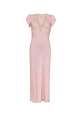 Shiny V-Neck Dress Dusty Pink