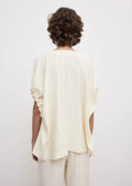 Rouched V-neck Top Off White