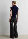 Letho Leather Simple Trousers Black