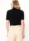 Lynn Sort Sleeve Turtleneck Top Black