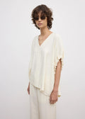 Rouched V-neck Top Off White