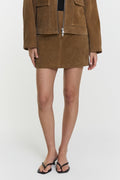 Hollow Suede Skirt Taupe