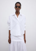 Cropped Asymmetric Shirt White