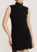 Lace Velvet Mini Dress Black