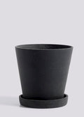 FLOWERPOT WITH SAUCER MEDIUM BLACK