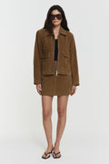 Hollow Suede Skirt Taupe