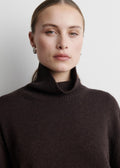 Alpha Knit T-Neck Dark Brown Melange