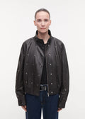 Salma Studded Leather Jacket Espresso