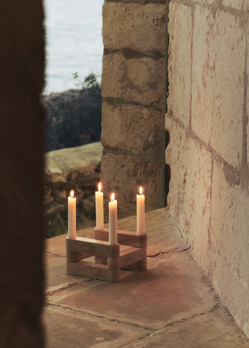 Newel Modular Candle Holder Set of 6 Travertin