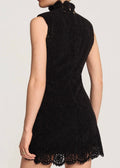 Lace Velvet Mini Dress Black