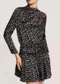 Jacquard Pleated Dress Black Bliss