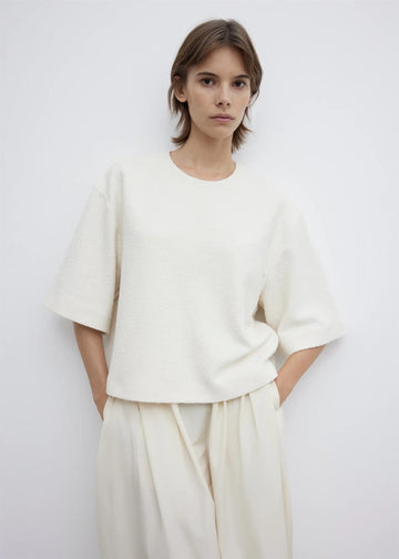 Woven Bouclé T-shirt Cream White