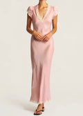 Shiny V-Neck Dress Dusty Pink