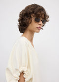 Rouched V-neck Top Off White