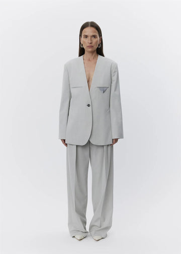 Suzette Classic Wool Blazer Misty Blue Melange