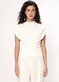 Raza Sleeveless Draped Jersey Top White