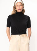 Lynn Sort Sleeve Turtleneck Top Black