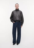 Salma Studded Leather Jacket Espresso