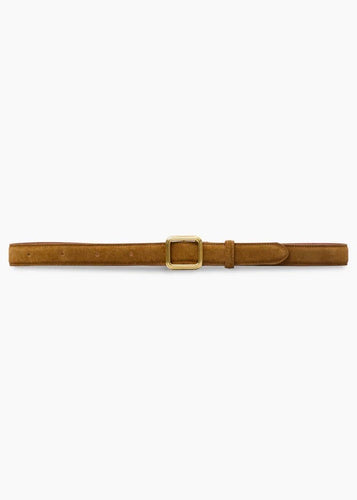 The Georgia Wide Belt Maple Brown Suede & Gold