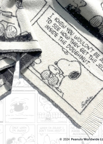 Peanuts Blanket Comic Doughnut White Black