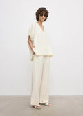 Rouched V-neck Top Off White